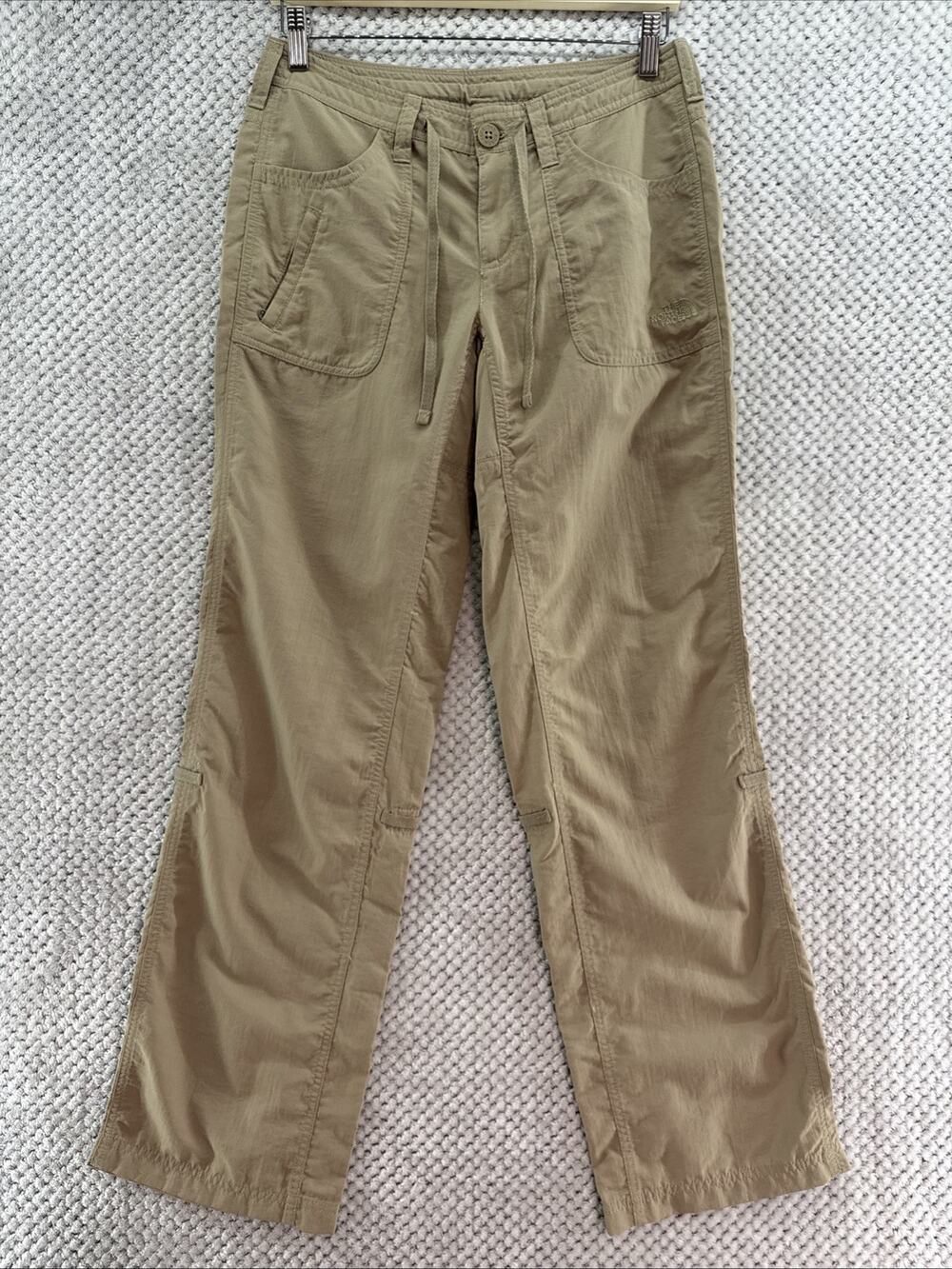 The North Face Hiking Pants Womens 4 Beige Khaki Straight Leg Convertible Crop